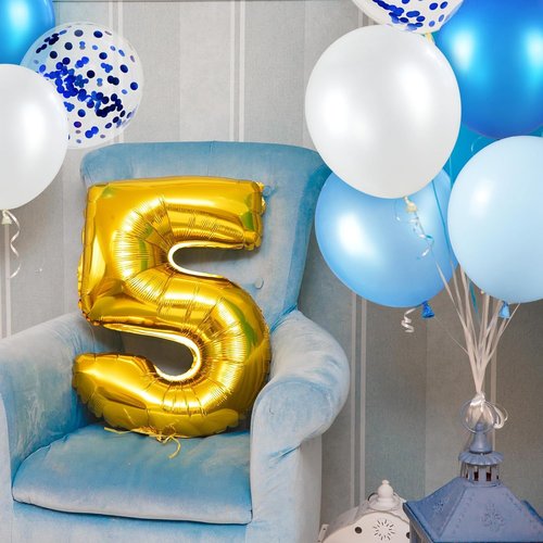 68Pcs Blue and White Balloon Kit - 12 Inch Confetti & Pearl Balloons for Birthday, Wedding, Baby Shower