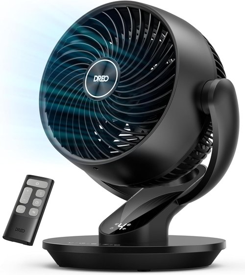 DREO 13-Inch Oscillating Table Fan - Ultra-Quiet 25dB with 120° Tilt & Remote Control | Powerful Airflow for Home & Office