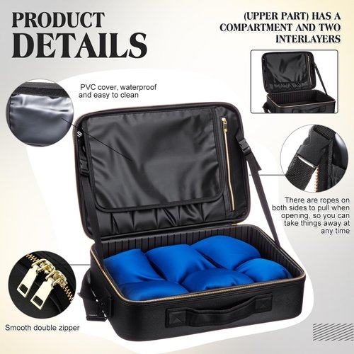 Eccliy Locking Storage Box for Adult Items, 15.8 x 11.4 x 4.3 Inches Discreet Lockable Game Toy Storage Flat Box Bag with Combination Lock, PU Leather(Black)