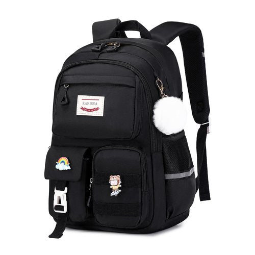 MUSEVOS Girls Backpack for Kids Teenage Elementary Middle High School Backpacks, Lightweight Water Resistant Bookbag Multiple Compartments large Capacity, Black