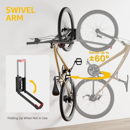 monTEK Swivel Bike Wall Mount - Space-Saving Garage Bike Rack | Easy Load & Unload, Holds 77 lbs, 4 Pack