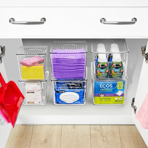 Sorbus Large Clear Plastic Storage Bins with Lids, Clear Stackable Storage Bins, Laundry Room Organizer Bins, Office, Classroom, Playroom, Bathroom, Laundry Room Organization and Storage (8 Pack)