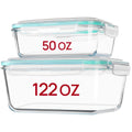 Vtopmart 122oz+50oz Large Glass Food Storage Containers with Airtight Lids, Big Glass Containers for Roasting Chicken, Baking Casseroles, Food Storage, Meal Prep, Fruits, Thanksgiving Meals, BPA-Free