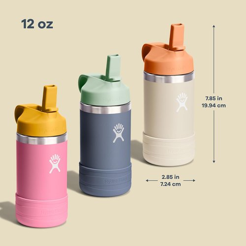 Hydro Flask Kids Water Bottle - Insulated Stainless Steel with Straw Cap | 12 Oz Anemone Purple