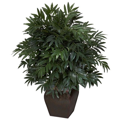 Nearly Natural Double Bamboo Palm with Decorative Planter Silk Plant