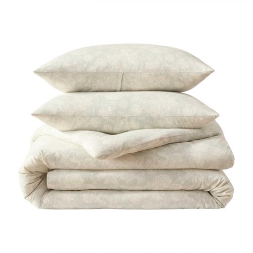 Laura Ashley - King Comforter Set, Reversible & Naturally Soft Cotton Flannel Bedding w/Matching Pillowcases, Medium Weight for Year Round Use, 3 Piece Bed Sets (Meredith Grey)