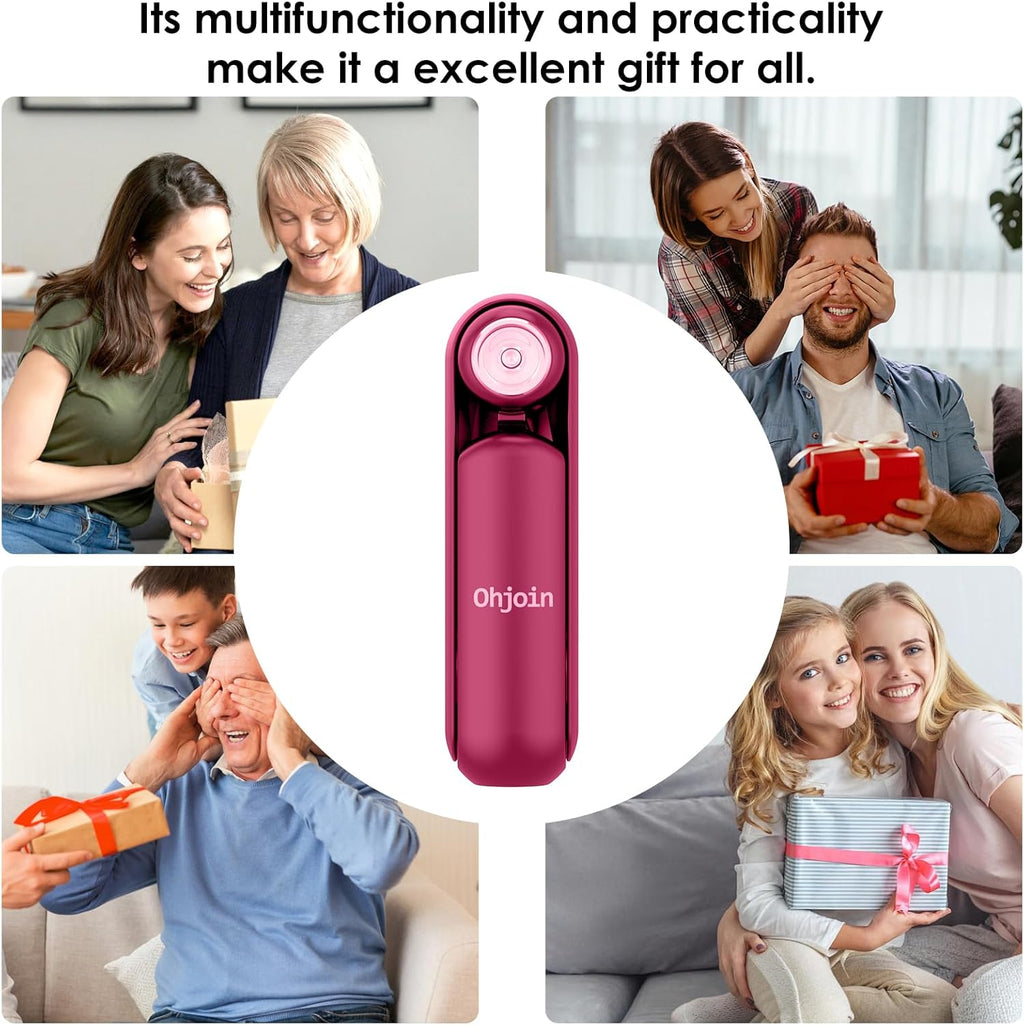 Skiennix 4-in-1 Portable Mini Handheld Fan - USB Rechargeable, Foldable Pocket Design, Ideal for Summer Concerts & Gifts (Red)