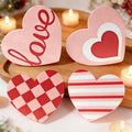Cherica Valentines Day Decorations Wooden Signs，Heart Shaped Decor for Galentines,Romantic Valentines Day Decortions for Home,Tiered Tray,Shelf,Mantel,Party in 4 Styles