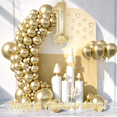 Champagne Gold Large Number 1 Balloon - 40 Inch Light Gold Foil Mylar for 1st Birthday & Anniversary Celebrations