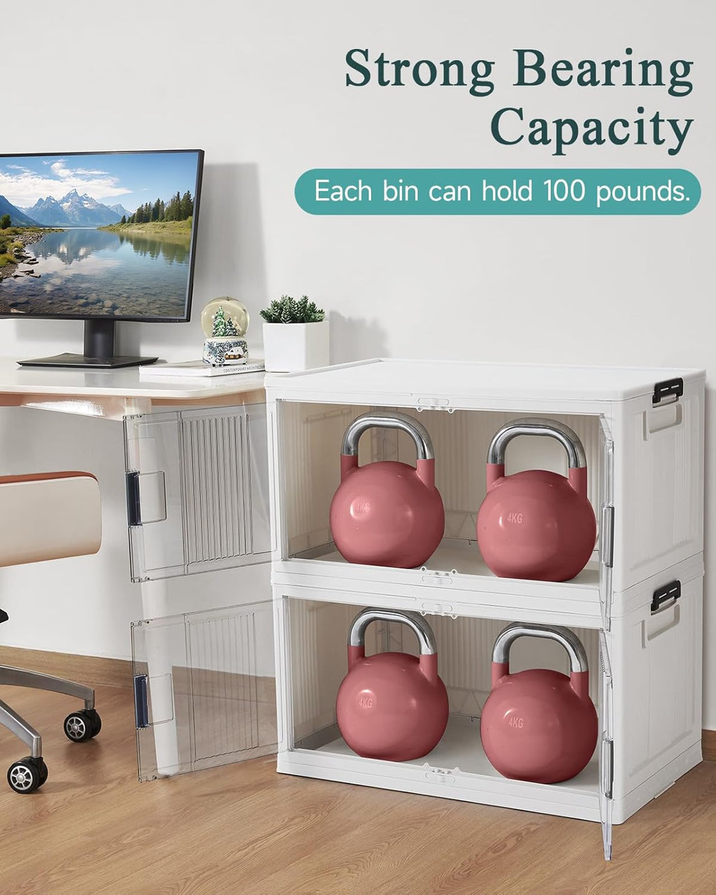 OlarHike 97QT Stackable Storage Bins - Collapsible Plastic Storage Boxes with Lids & Wheels | 5-Pack for Easy Organization
