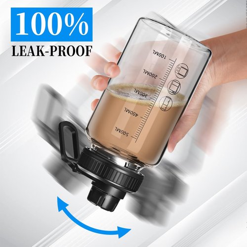 BNCWCQZ Glass Shaker Bottle, 2 Pack 22oz BPA-Free Odorless Shaker Bottle with 304 Stainless Steel Ball and Removable Cleaning Brush for Fitness Protein Mixes