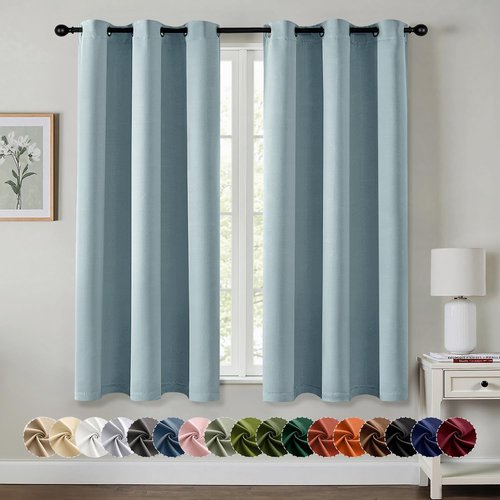 MIULEE Slate Blue Blackout Curtains - Thermal Insulated Room Darkening Drapes | 63 Inches Long, 2 Panels