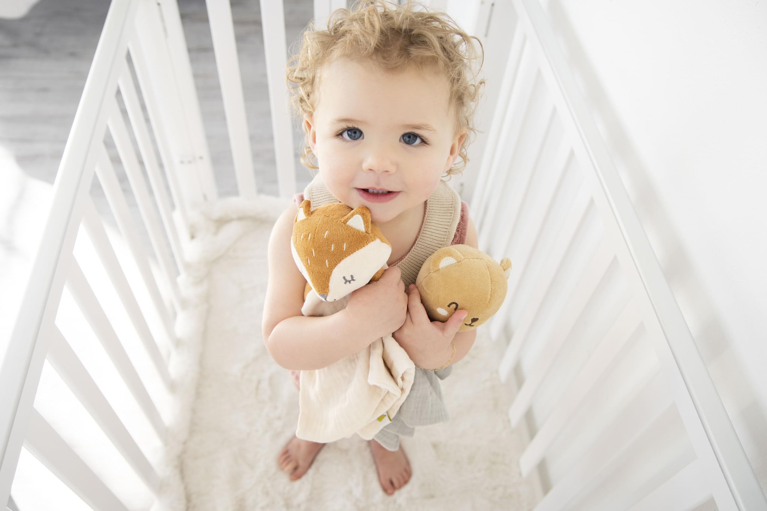 Pearhead Fox Baby Lovey – Organic Cotton Muslin Security Blanket, Woodland Plush Snuggle Toy Helps Self-Soothing, Breathable & Soft, Gender-Neutral Newborn Gift for Boys and Girls, 0+ Months