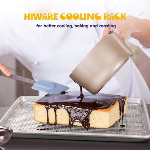 Hiware Cooling Racks for Baking - 2-Pack Stainless Steel Wire | 10" x 15" Oven Safe Cookie Rack