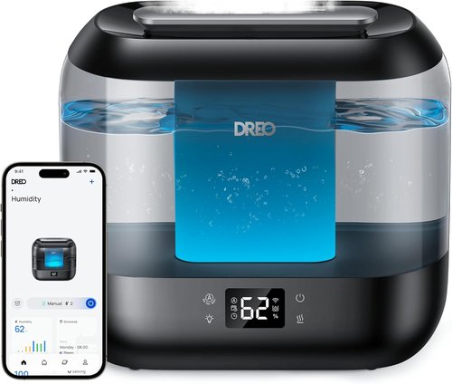 Dreo Smart Humidifier - Top Fill 4L Large Room Cool Mist | 36H Runtime, Touch/App/Voice Control, Black