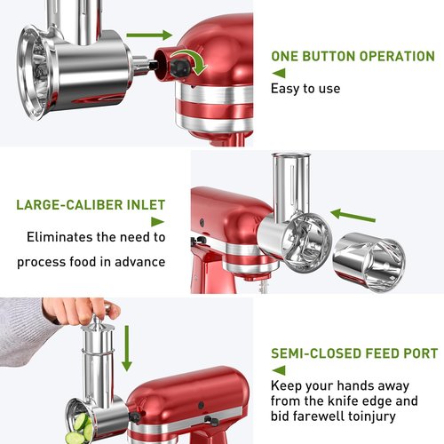 Slicer Shredder Attachment for KitchenAid Stand Mixer with 5 Blades, Cheese Grater Attachment, Fresh Prep Slicer, Bigger Vegetable Salad Maker Accessories for Kitchenaid