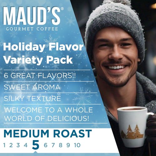Maud's Holiday Blend Coffee Pods - 42 Count Variety Pack | 6 Assorted Medium Roast Flavors, 100% Arabica
