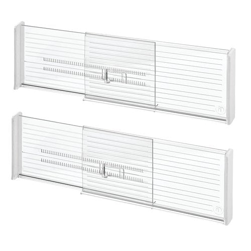 iDesign Recycled Plastic Adjustable Drawer Dividers–- Set of 2 - Clear