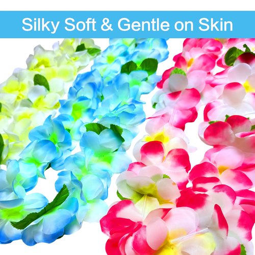 SOLARFEELING 6 Counts Hawaiian Leis for Luau Party Supplies, Tropical Flower Lei Decorations, Premium Artificial Leis for Wedding, Graduation, Beach & Birthday Party Favors