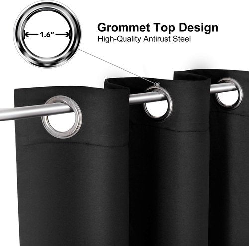 ChrisDowa Blackout Curtains - Extra Wide Thermal Insulated Grommet Panels for Bedroom | 70 x 63 Inch, Black
