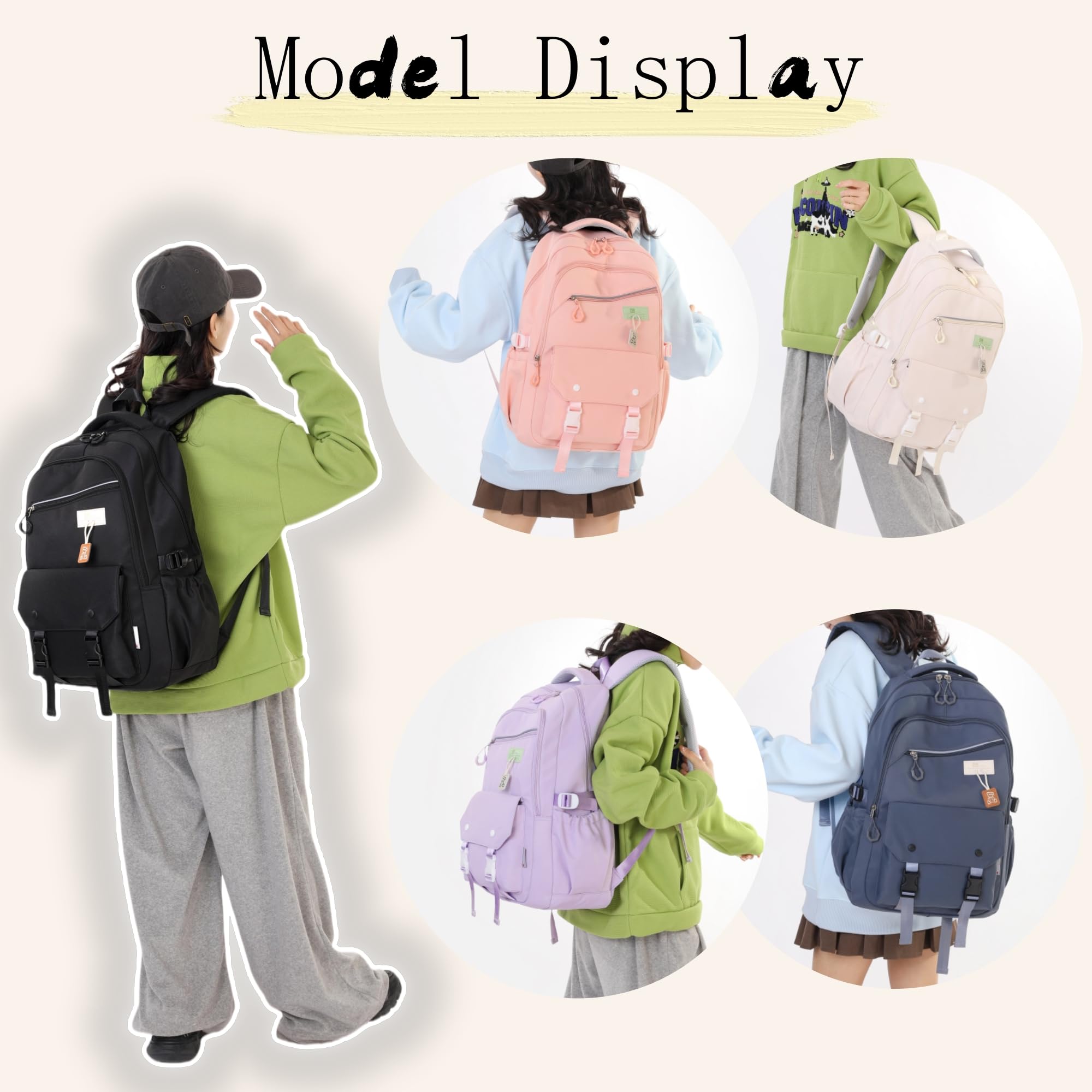 GRUOTEIS Kids Backpack for Girls Boys School Bag Kids Back Pack Multi-Pocket Bookbag, A03-Black