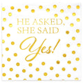 Jovialix She Said Yes Napkins, Engagement Party Napkins, Engaged Napkins – Disposable Cocktail Napkins for Bridal Shower & Bachelorette Decoration – Gold Foil Polka Dots, 6.5 x 6.5 in, 80 Pack