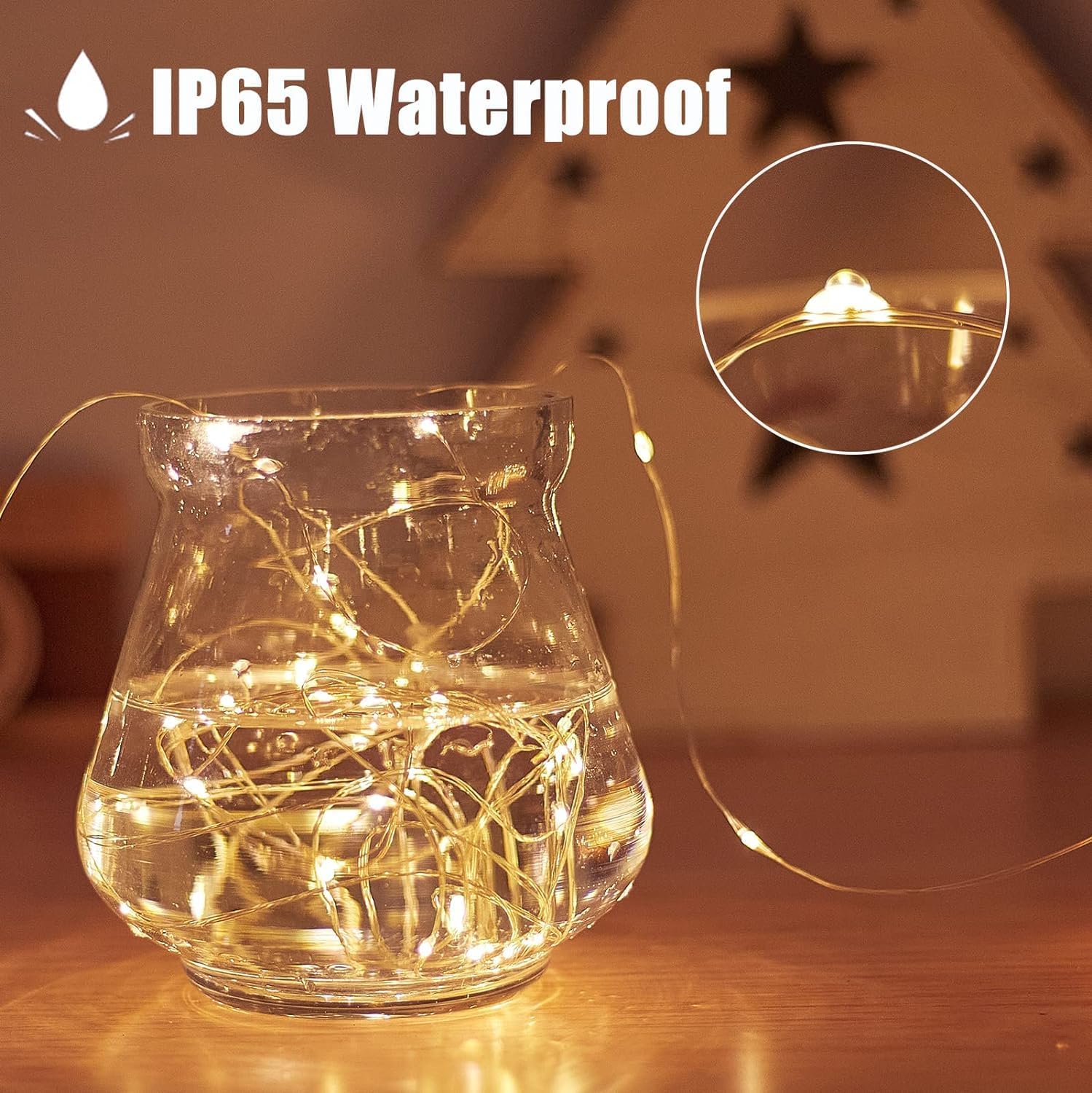 Skiennix Fairy Lights - 40ft 100 LED Indoor Outdoor String Lights with Remote & Timer | Warm White