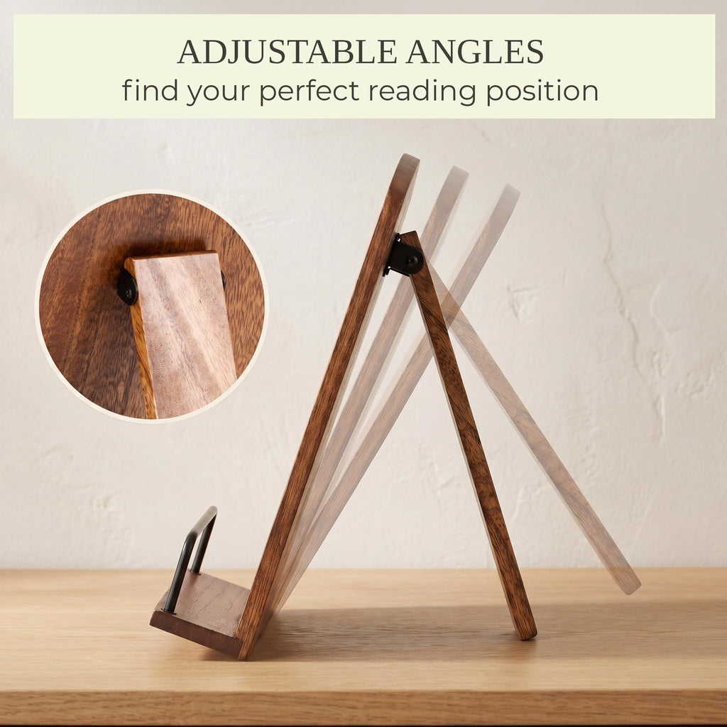 Beautiful Cookbook Stand for Your Kitchen Counter - Solid Wood Stand Easily Keeps Cook or Recipe Books Open for Convenient Cooking - Perfectly Fits Your iPad/Tablet and Enhances Any Kitchen Decor