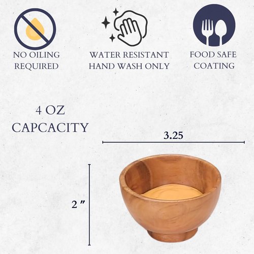LAVAUX DESIGNS set of 36 Acacia wood small bowls | 3.25 x 2 inches 4 fl oz capcacity | Use with Charcuterie board, grazing board, Meal prep, Condiments and sauce serving
