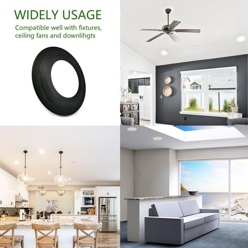 Soliseed 5/6 Inch Goof Rings for Recessed Lighting,Can Light Trim Ring Cover,Outer Diameter 8.62 inches, Inner Diameter 4.76 inches,Durable Plastic Design,Black,4 Pack