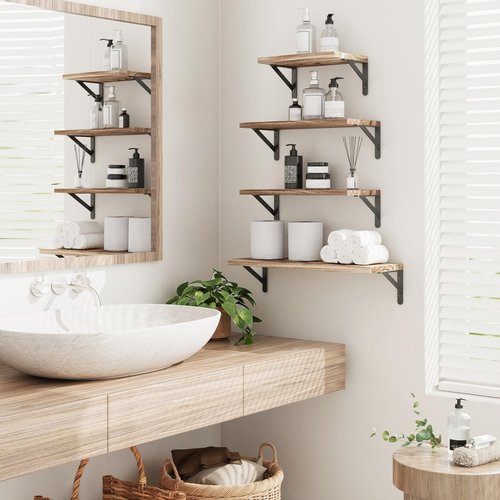 YGEOMER 4 Pack Wall Shelves Floating Shelves for Bedroom, Bathroom Storage, Living Room and Kitchen Farmhouse Decor(Different Sizes)