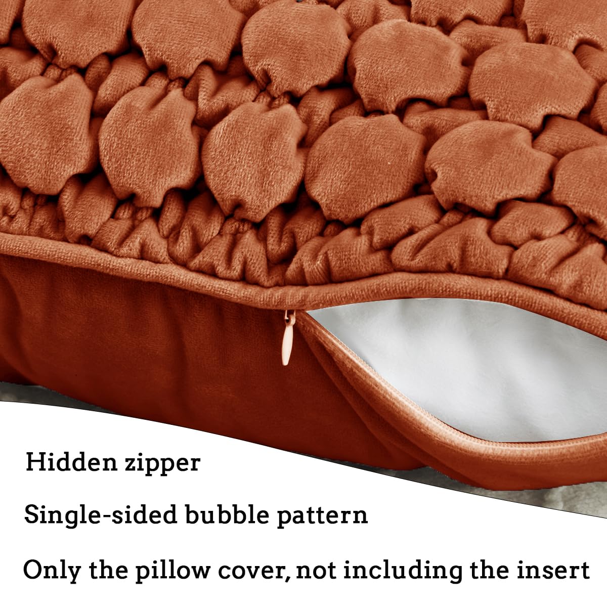 COCOPLOCEUS Pillow Cover 24x24 1 Piece Velvet Euro Sham Decorative Farmhouse Pillowcase Boho Square Cushion Covers Soft Bubble Texture for Couch Sofa Bed Bedroom Car Living Room，Rust