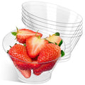Soelomu 6 oz Plastic Serving Bowls, 20 Pack Small Angled Snack Bowls Clear Party Buffet Appetizer Containers for Desserts, Ice Cream, Salads, Chips, Popcorn