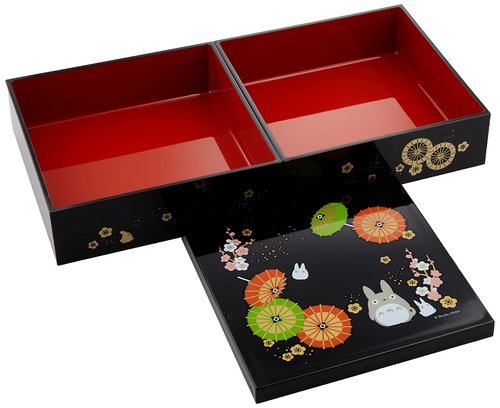 Studio Ghibli - My Neighbor Totoro - Totoro, Skater Traditional Japanese Lacquer Ware - 2 Tier Bento Box