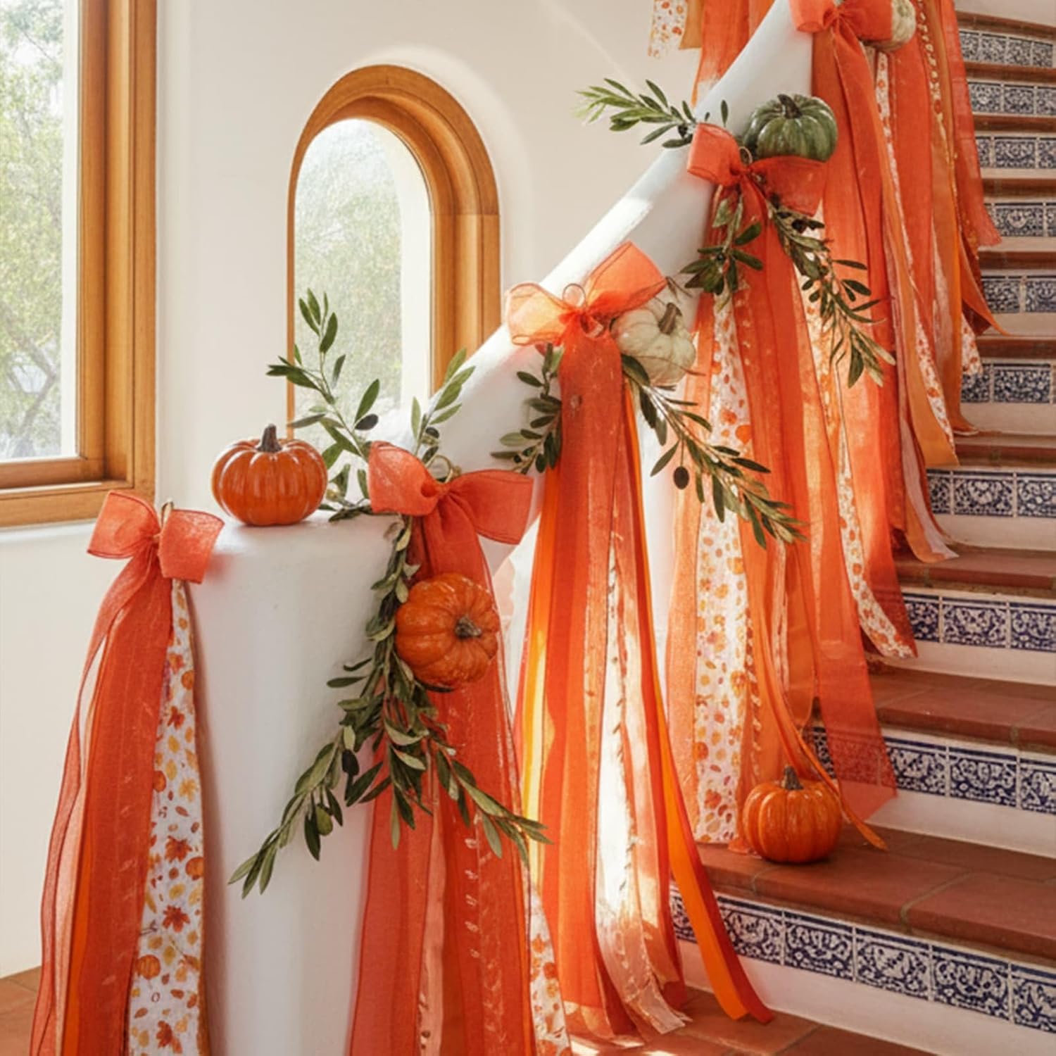 YKW 27" Fall Ribbon Wreath Bow - Large Autumn Decor with Metal Clip for Thanksgiving | 12 Layers