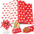 FoldTier 100 Pcs Valentine's Day Wax Paper Sheets for Food Wrapping 12x12 Inch Deli Paper Sheets Greaseproof Parchment Papers Food Basket Liners for Sandwich Burgers Fries (Classic, Red, White)