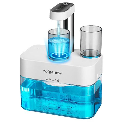 ZOFGENOW Upgraded Automatic Mouthwash Dispenser for Bathroom,Bathroom Accessories 17.6 FlOz Dispensers with Magnetic Cups,Adjustable Dispensing Levels, Suitable for All Age Groups,White