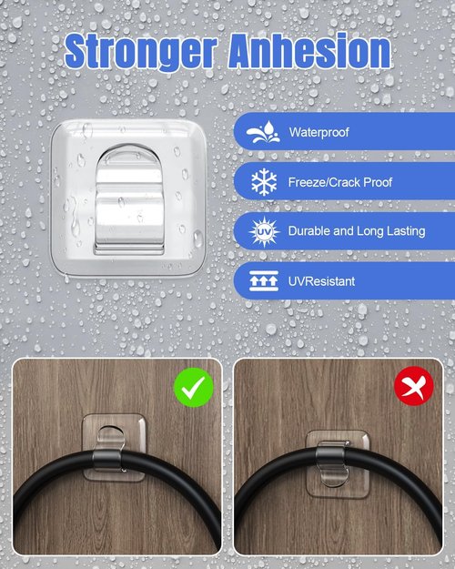 LZC Outdoor String Light Hooks - 25 Pack Heavy-Duty Waterproof Adhesive Clips for Easy Hanging