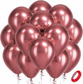 Bezente Metallic Red Latex Party Balloons - 100 Pack | 12-Inch Chrome Red Helium Balloons for Celebrations