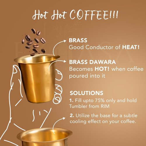 ZenithCart Brass Filter Coffee Dabara Set – Traditional South Indian Cup & Tumbler Set for Authentic Serving – Pital Finish – Set of 4