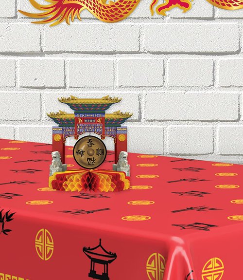 Asian Gong Centerpiece Party Accessory Pack of 3