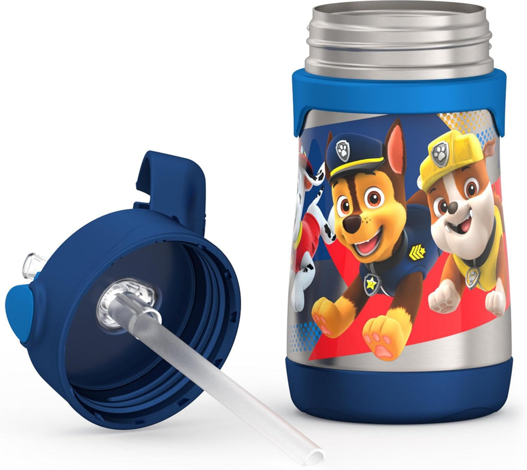 THERMOS Vacuum Insulated Stainless Steel Straw Bottle - 10oz, PAW PATROL Design for Kids