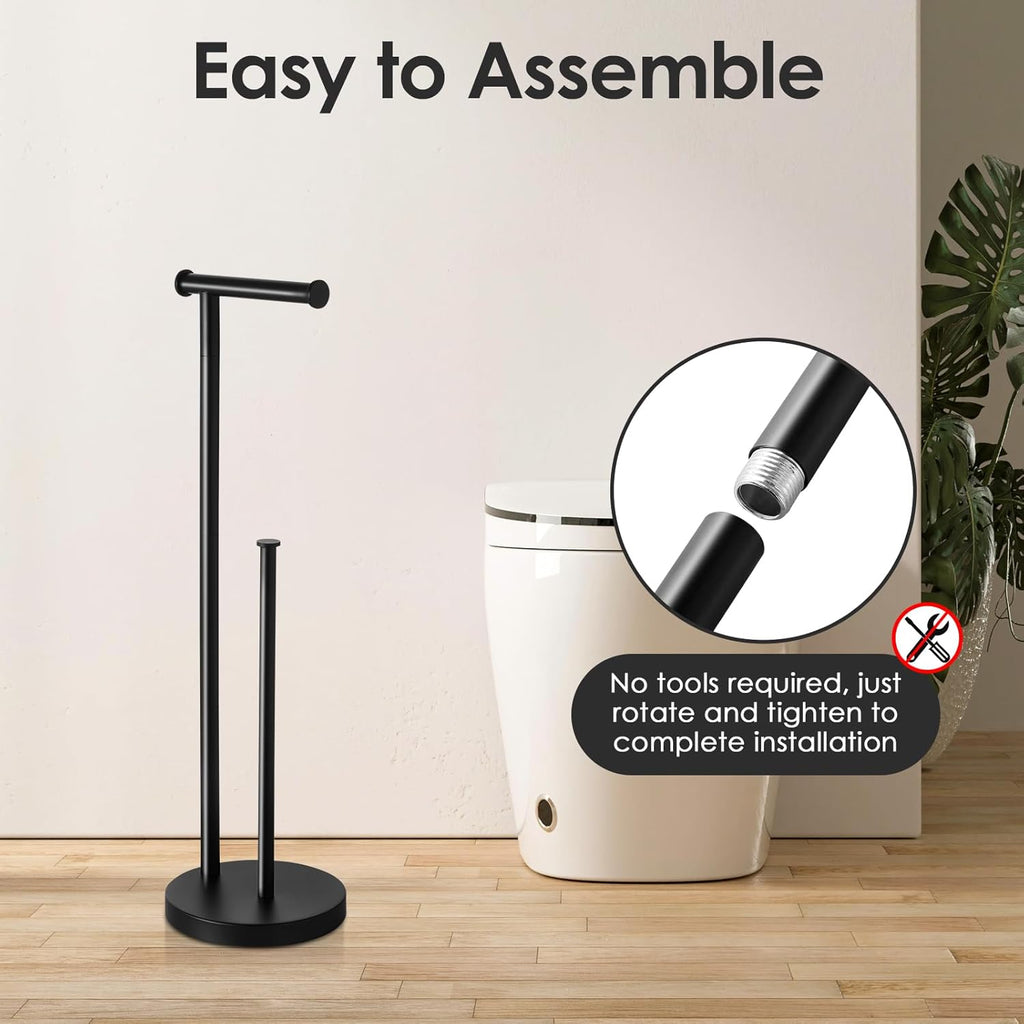 Regine Switzerland Toilet Paper Holder Stand - Rustproof Free Standing Design with Large Reserve Capacity