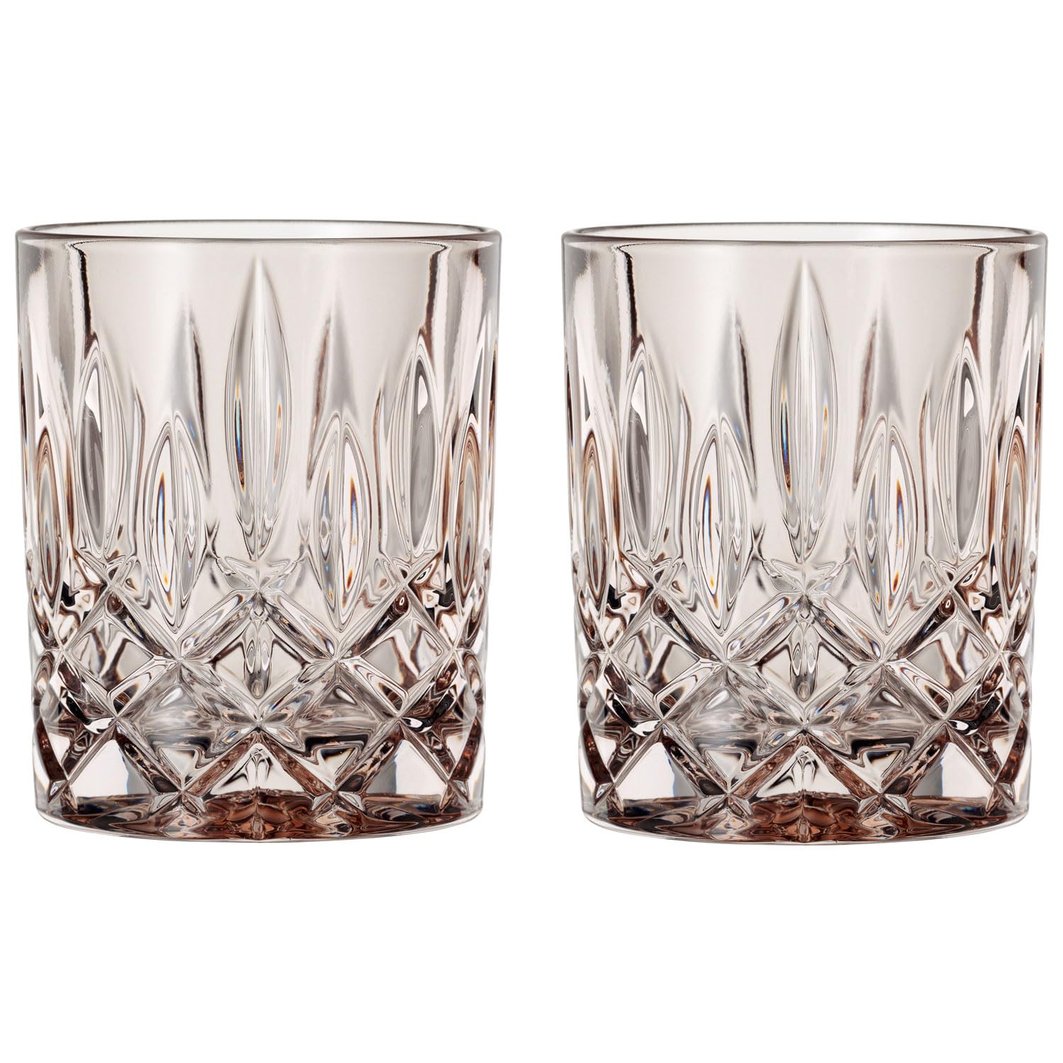 Nachtmann Noblesse 10 oz Whisky Tumblers, Set of 2 – 4" Crystal Drinking Cups with Classic Cut Design, Lead-Free, Trusted Quality Barware for Cocktails, Whisky & Fine Spirits - Signature Gift (Taupe)