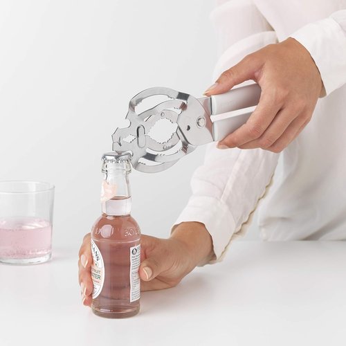 Brabantia Tasty+ Universal Can & Bottle Opener - Easy Grip Design for All Sizes | Light Grey