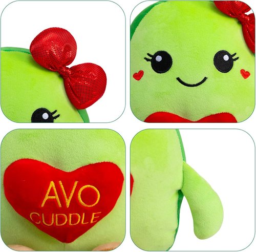 Avocado Plush Toy - 17-Inch Cute Stuffed Animal with Red Heart | Soft Avocado Pillow for Valentine's Day