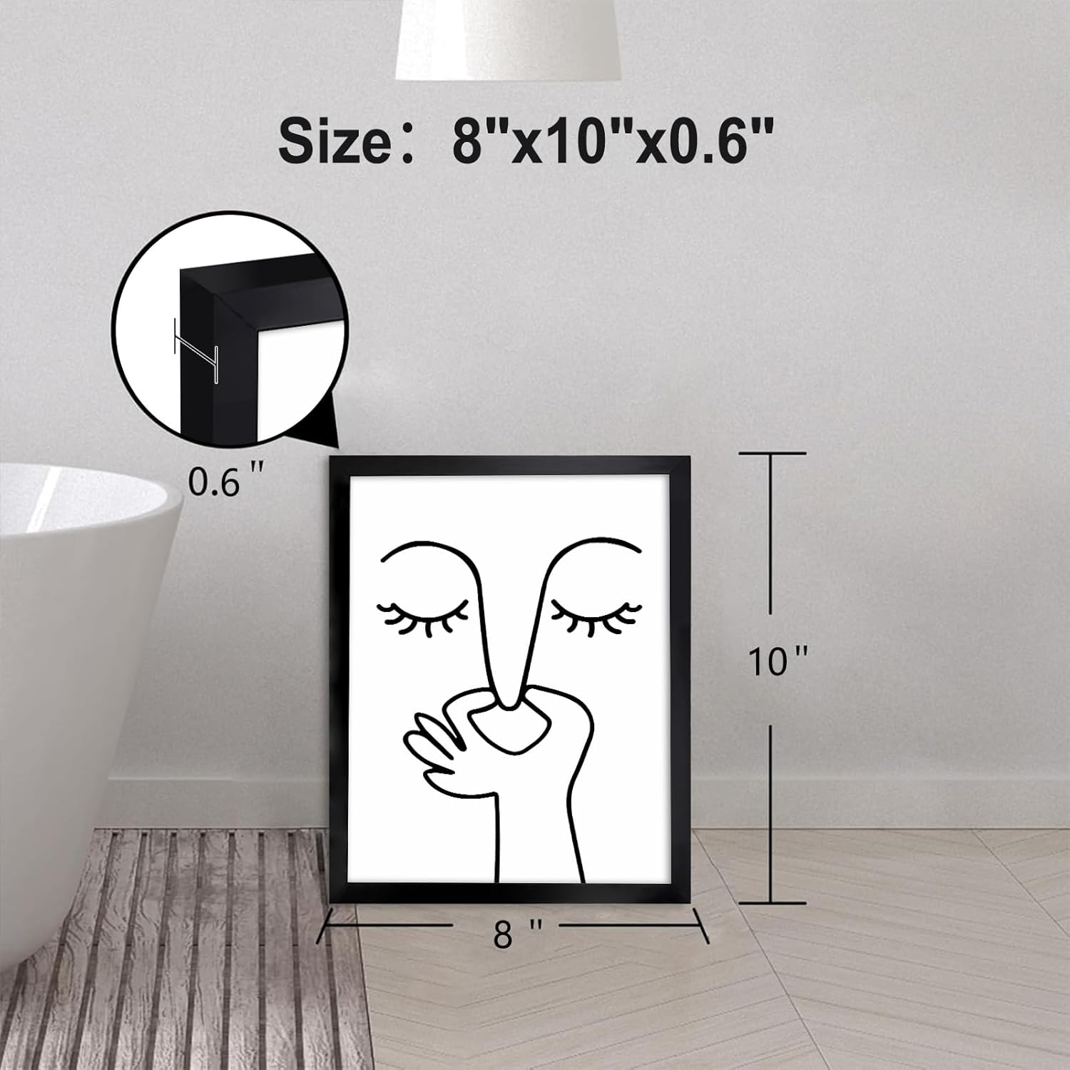 TWNSLLA Black and White Bathroom Wall Art - Funny Abstract Decor for Guest Toilets | 8"x10" Framed Print