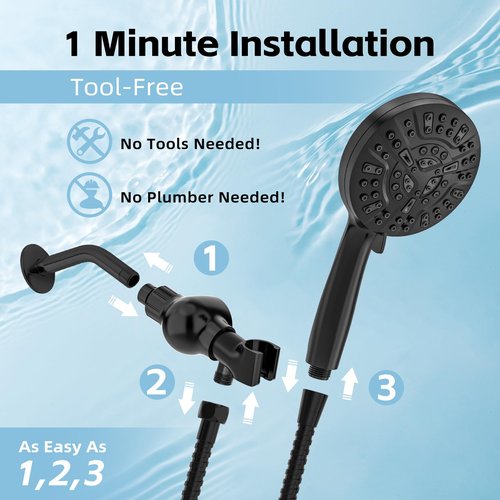 SANISANO High Pressure Filtered Shower Head with Handheld, 9 Spray Modes 4.7" Shower Head, 59" long hose, 10 Layers Filter for Hard Water, Remove Chlorine, Adjustable Bracket, Matte Black