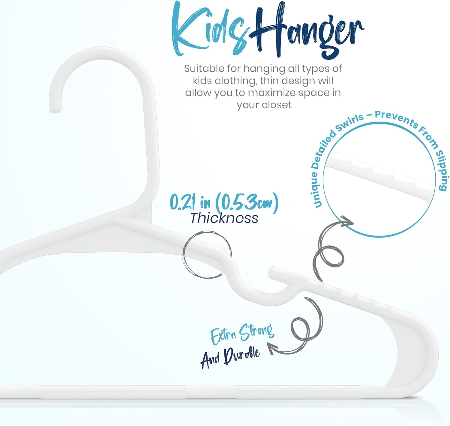 Utopia Home Kids Hangers - 60 Pack of 11.5 Inch Plastic Baby Hangers for Closet | White Childrens Hangers