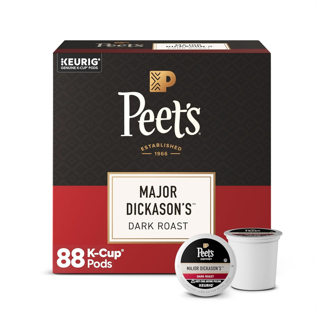 Peet's Coffee Dark Roast K-Cup Pods - 100% Arabica Major Dickason's Blend, 88 Count (4 Boxes)